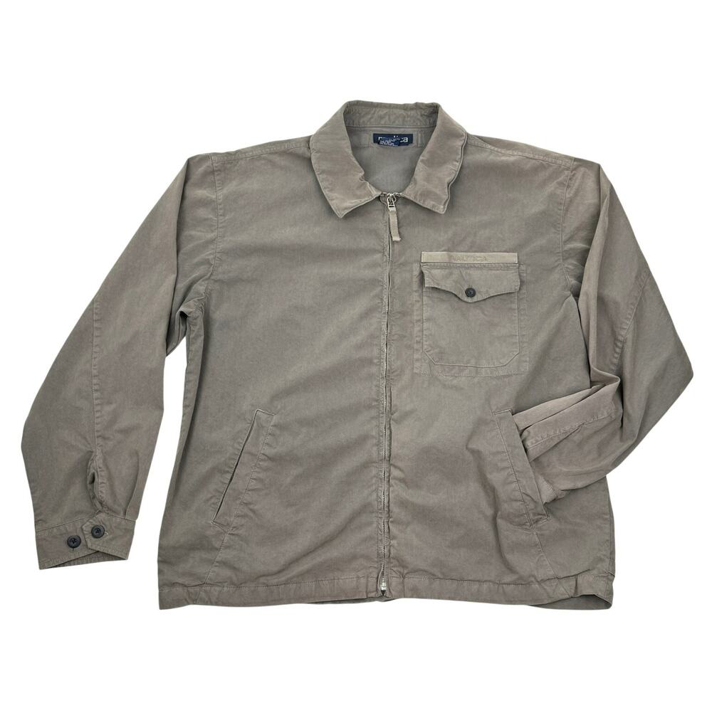 Nautica Taupe Lightweight Zip Jacket Cotton Blend Vintage 90s Heritage Utility